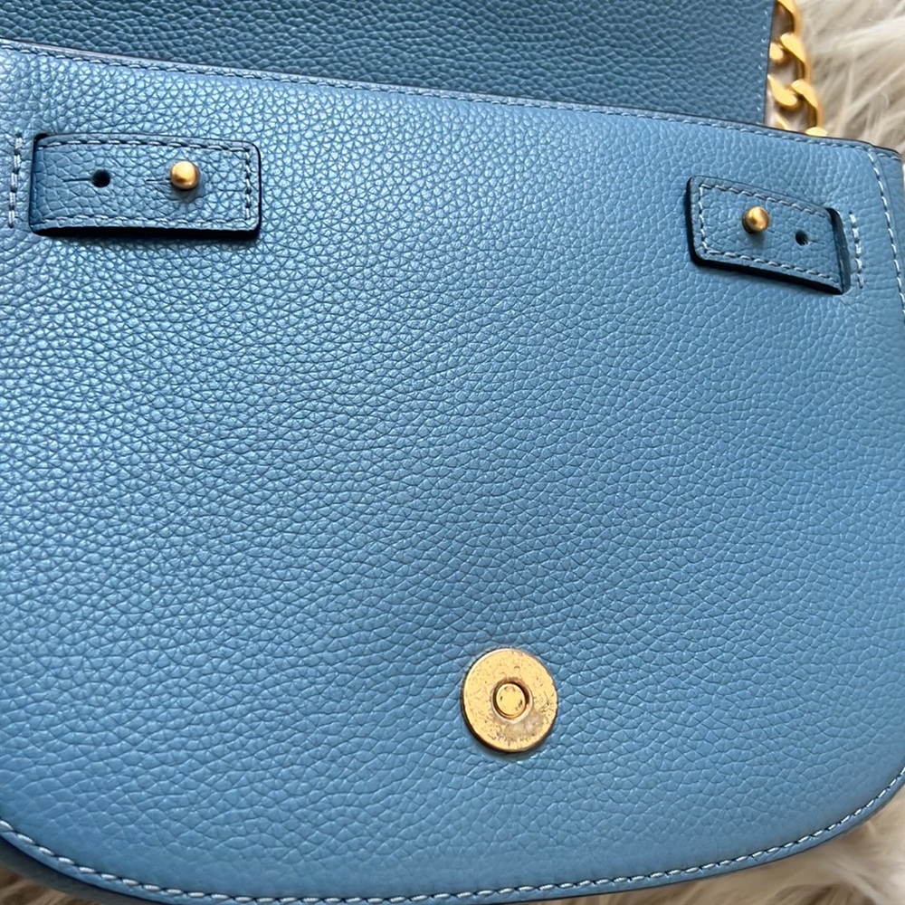 Tory Burch Blue Everly Leather Flap Saddle Bag - Picture 5 of 14